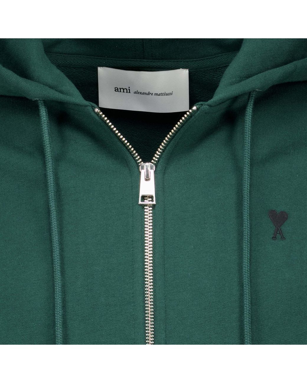 AMI Green Ami Ami De Coeur Zip-Up Hoodie for men