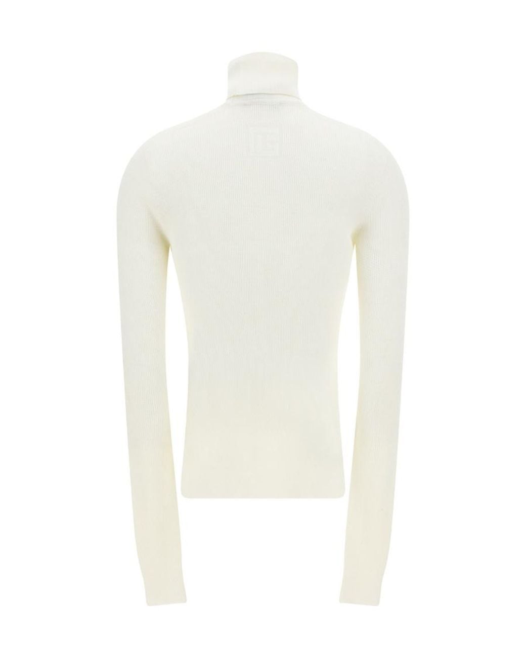 Balmain White Fine Knit Turtleneck Jumper
