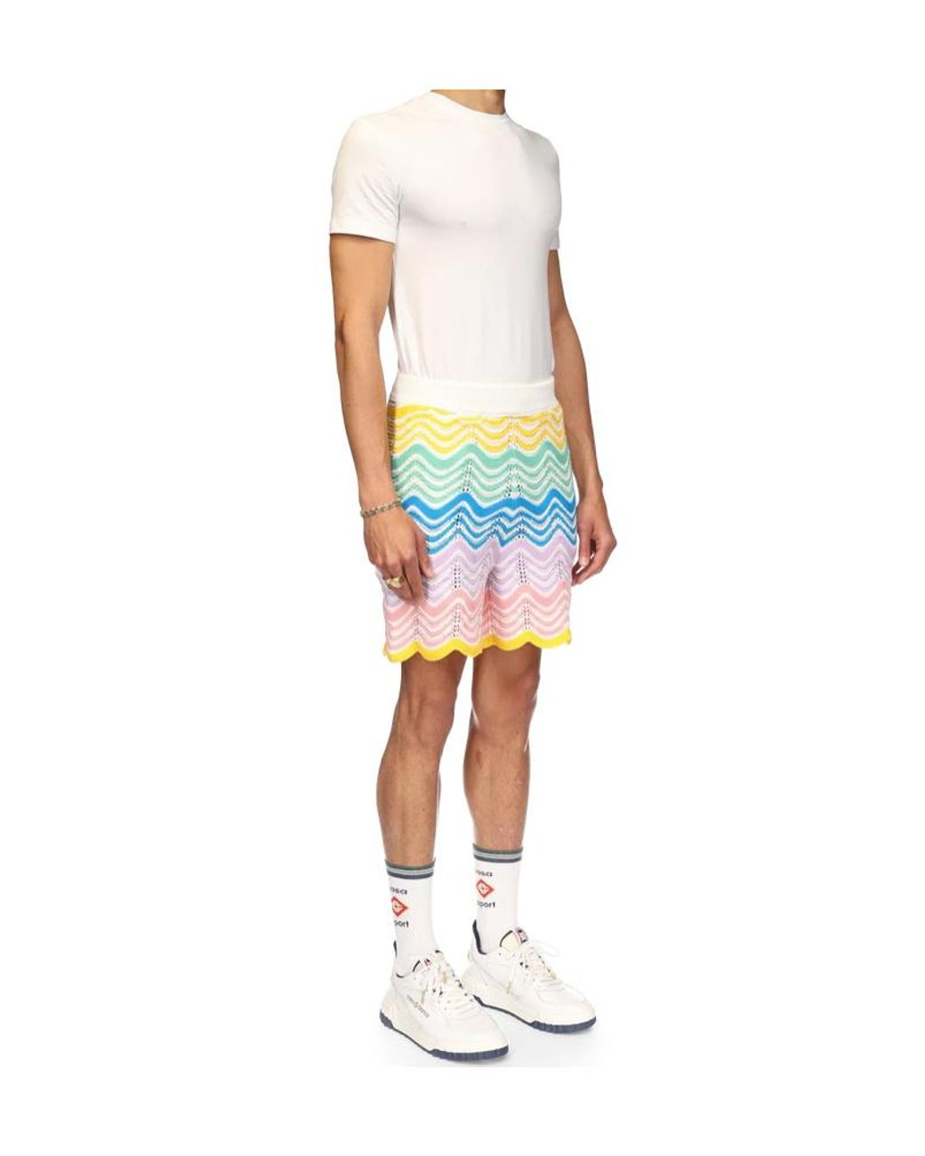 Casablanca Blue Gradient Wave Knit Shorts for men