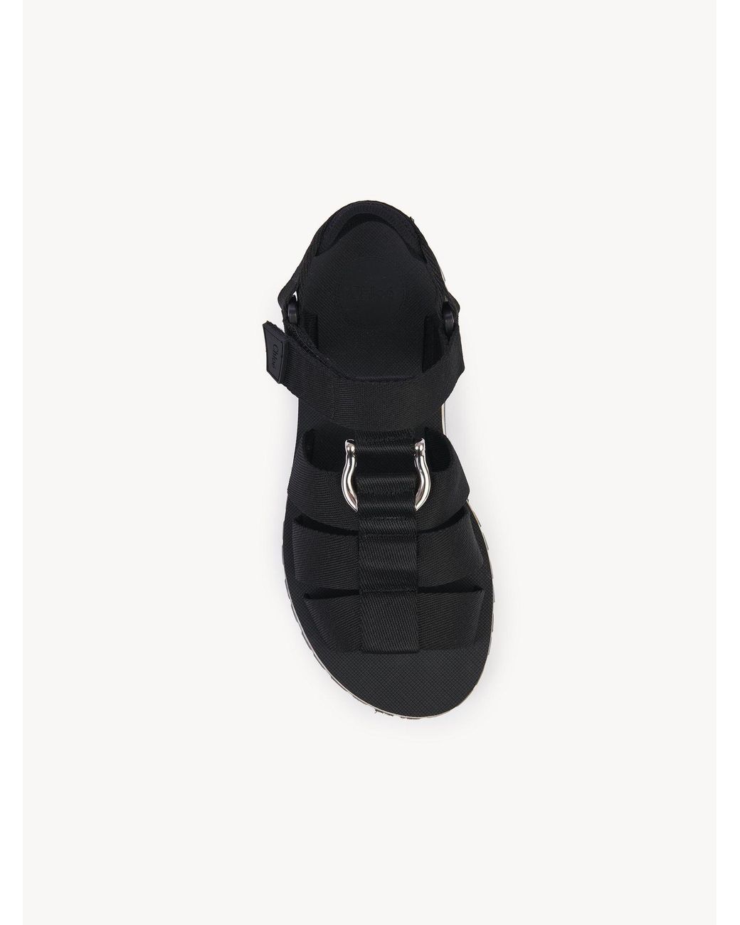 Chloé Black Net Sustain Nikie Embellished Webbing Flatform Sandals