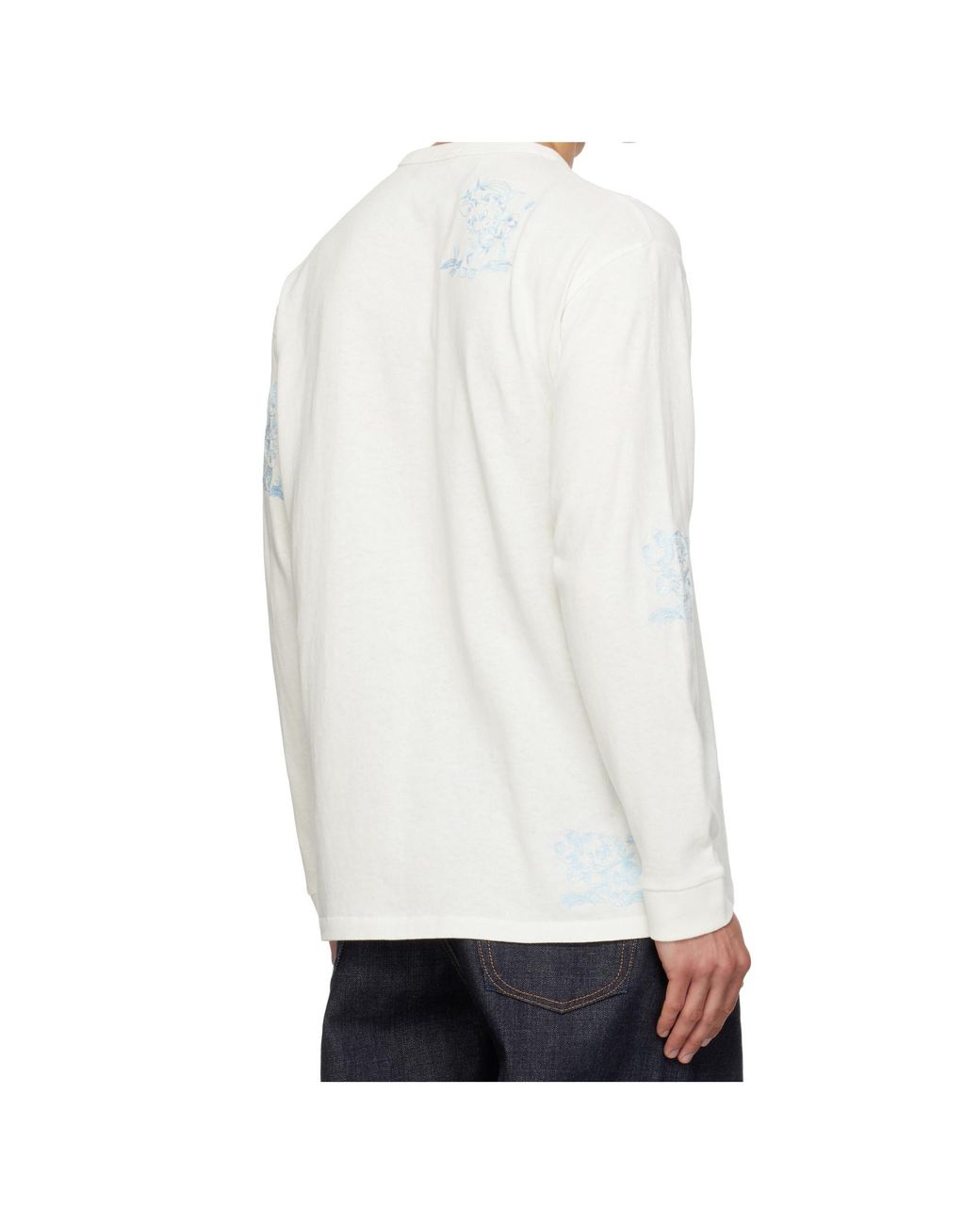 KENZO White Cartoon Print Long Sleeve T-Shirt for men