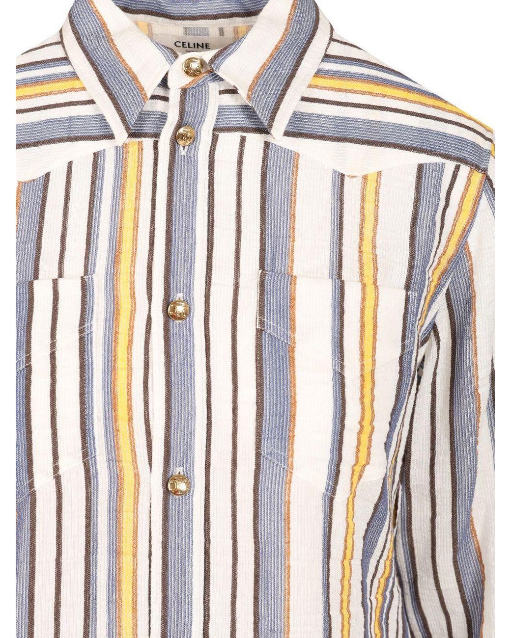 Céline White Lapel Long Sleeve Shirt