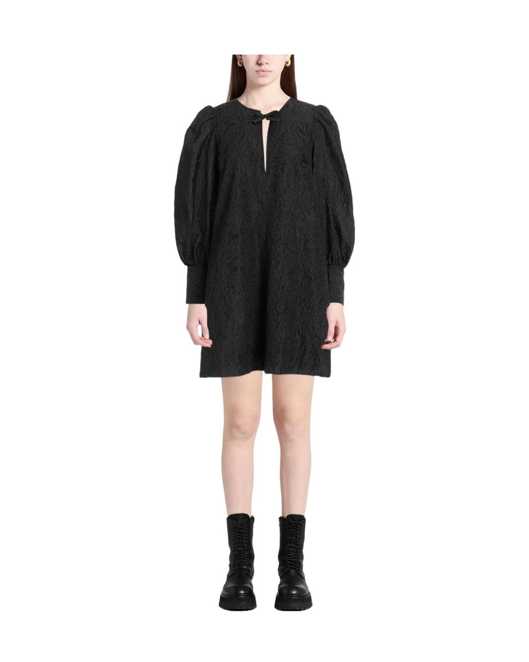 Ganni Black Plain Colour Short Dresses