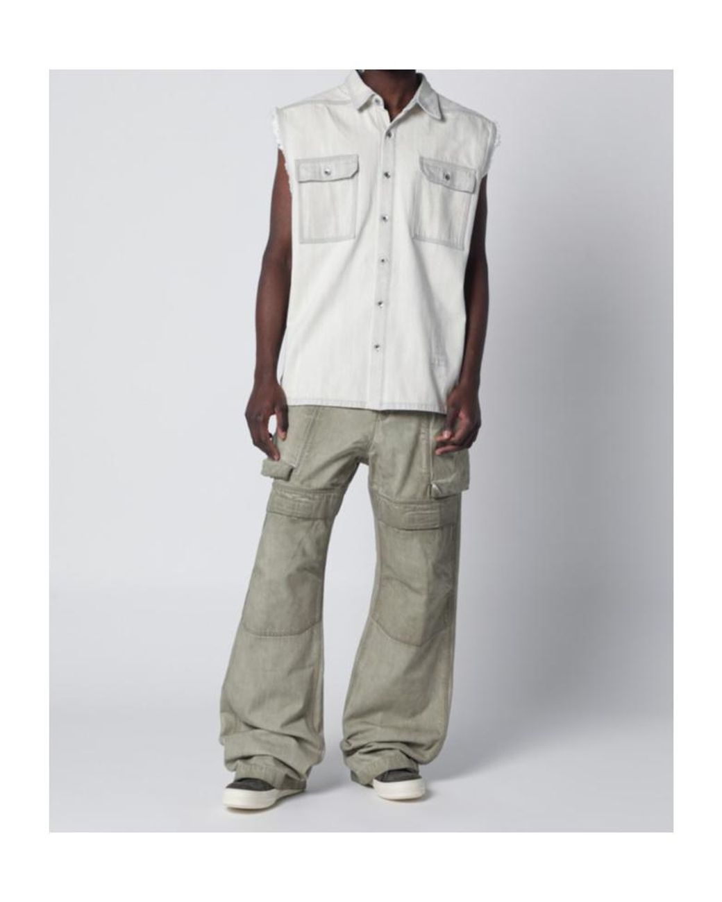 Rick Owens Gray Button-Up Denim Gilet for men