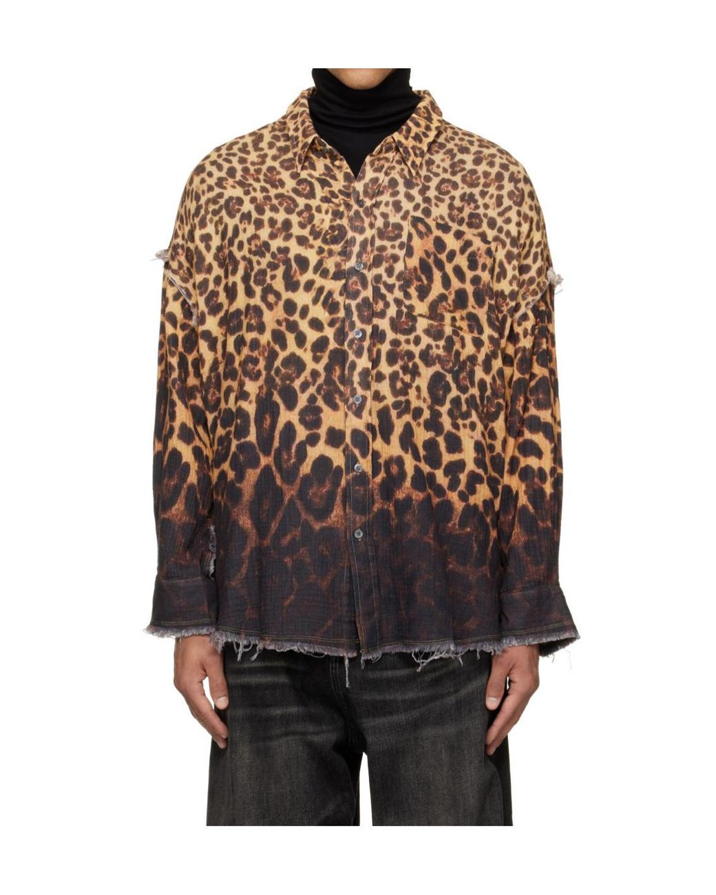 R13 Multicolor Shredded Seam Patterned Shirt