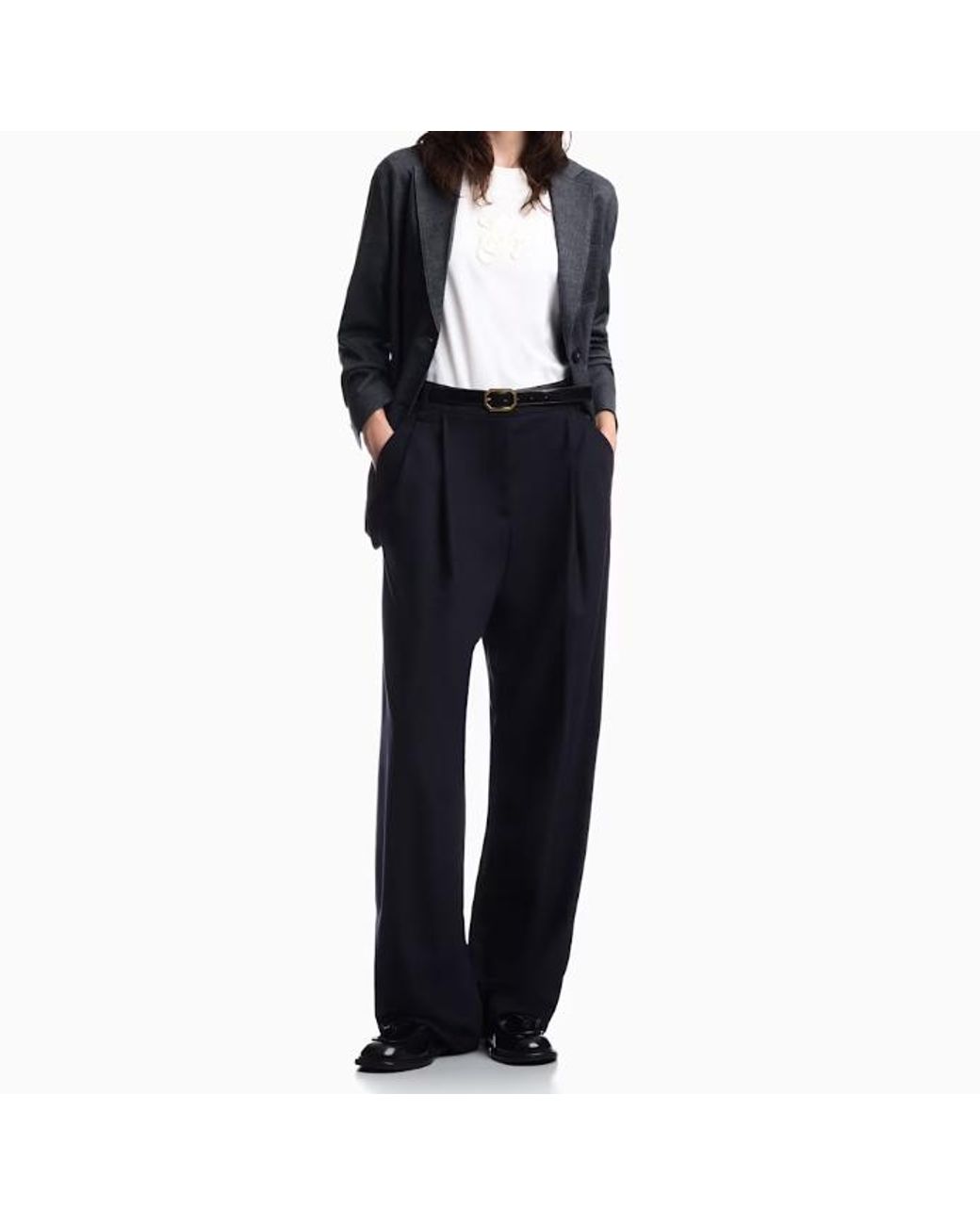 Emporio Armani Blue Wool Blend Blazer With Denim Effect Signature Capsule