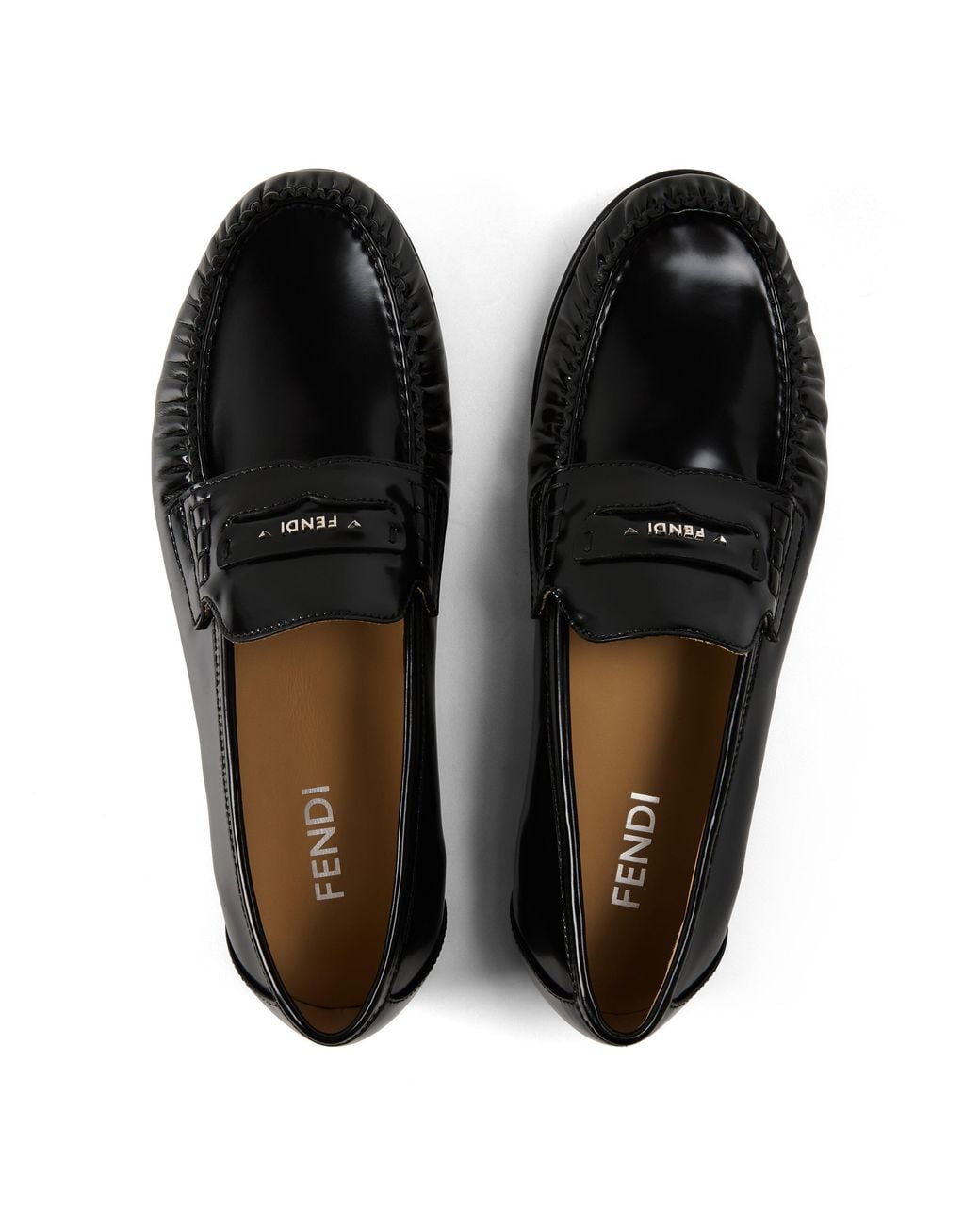 Fendi Black Glossy Ruched Loafer for men
