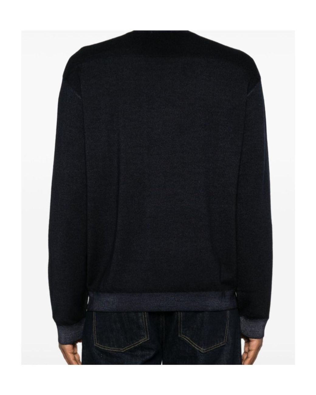 Emporio Armani Black Crew-Neck Virgin-Wool Sweater for men