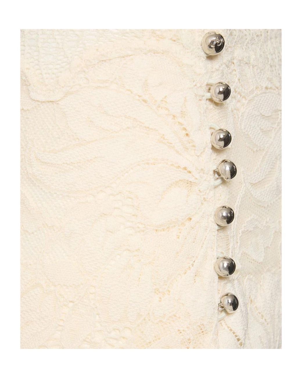 Rabanne Natural High-Waist Floral Lace Midi Skirt