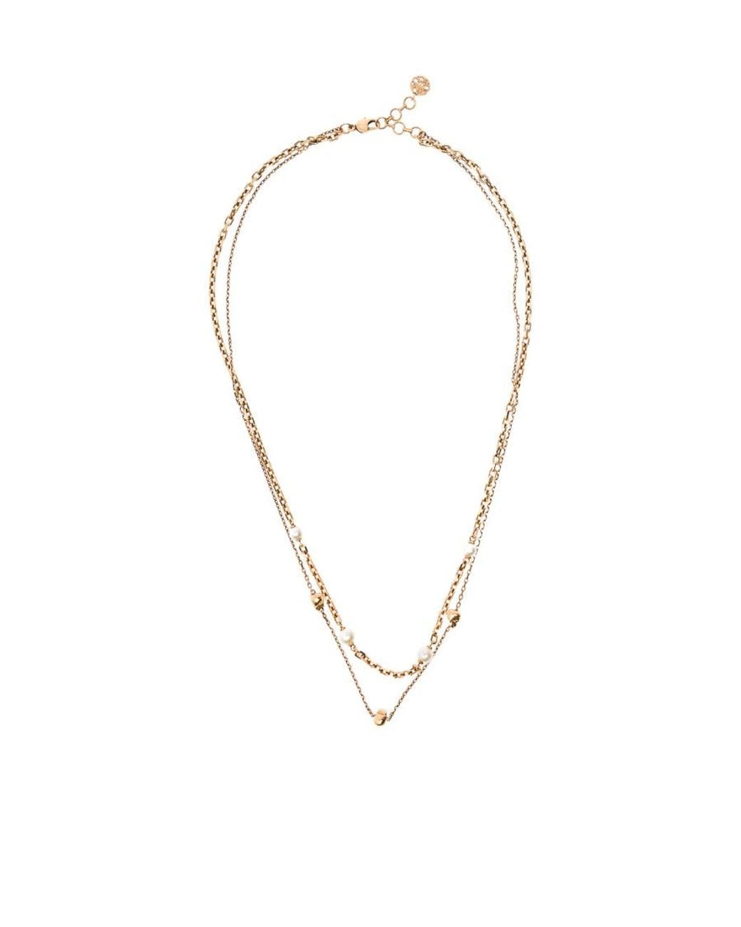 McQueen White Skull Detailed Necklace