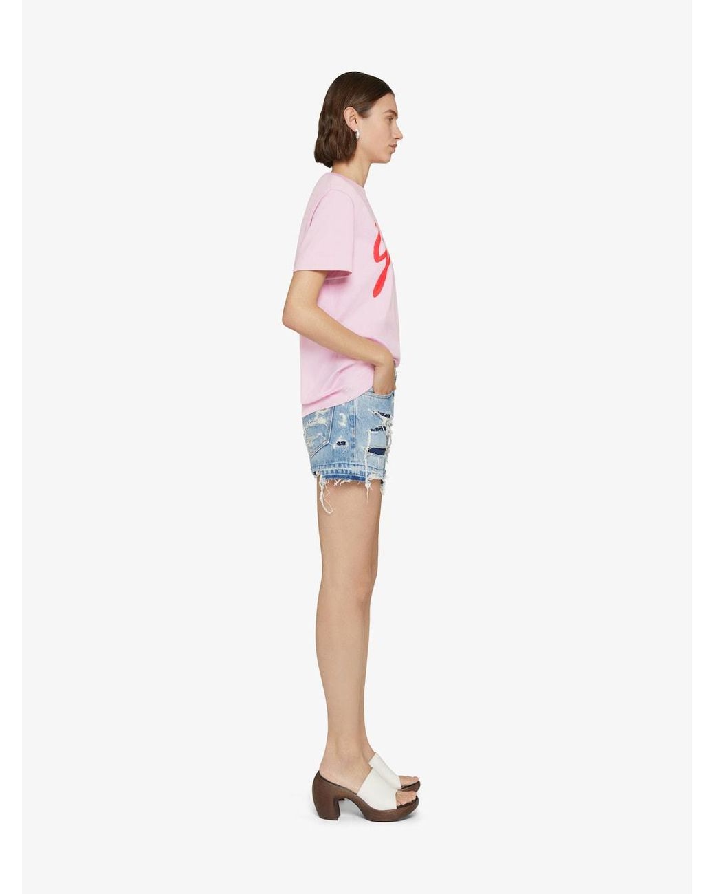 Givenchy Blue Mini Denim Shorts With Broken Holes