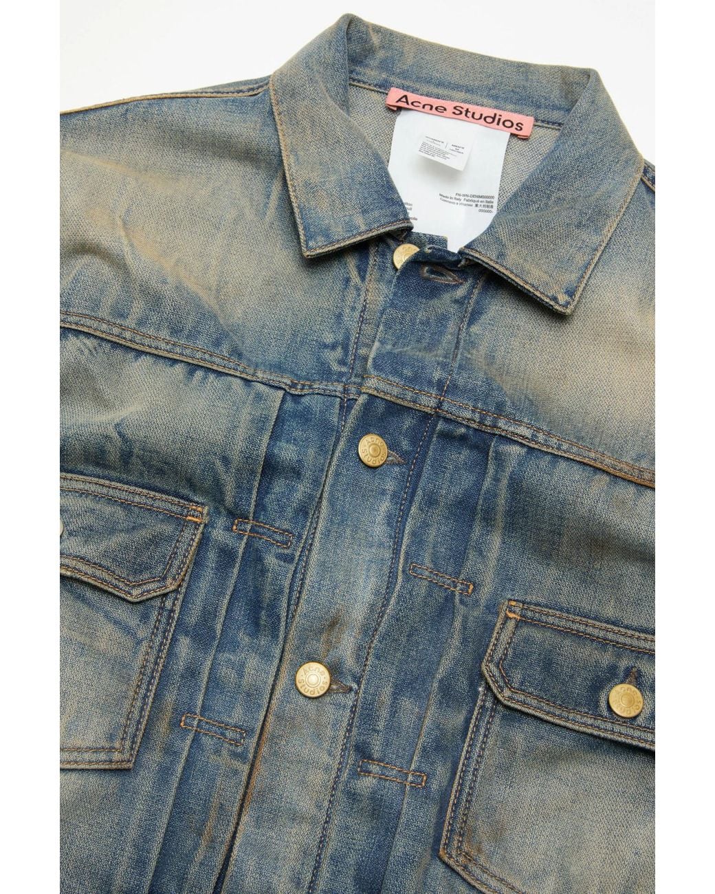 Acne Blue Scraped Denim Jacket for men