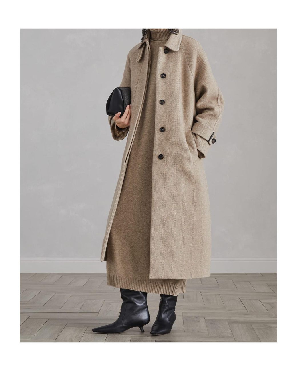 Brunello Cucinelli Natural Herringbone Coat