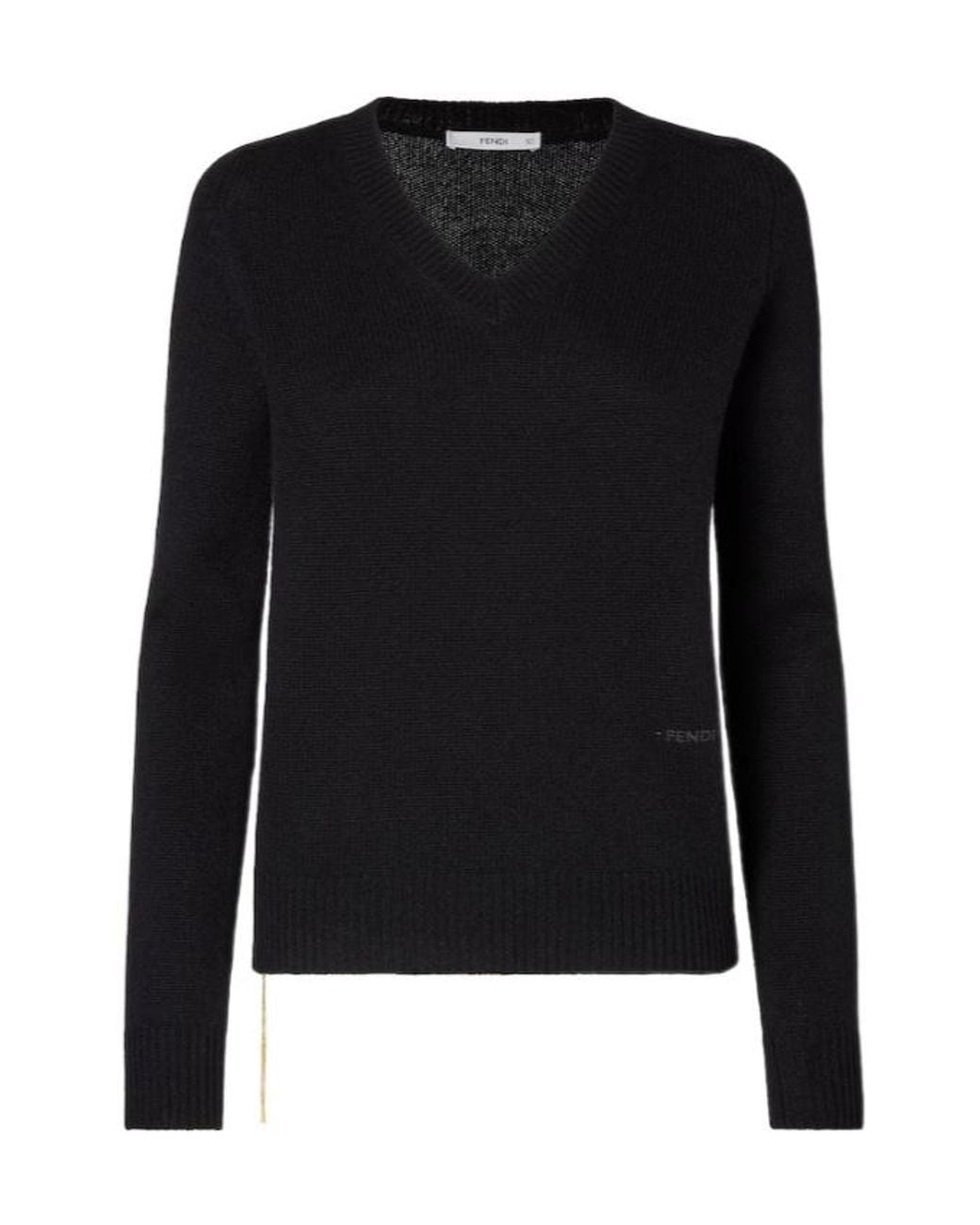Fendi Black V-Neck Knitted Sweater