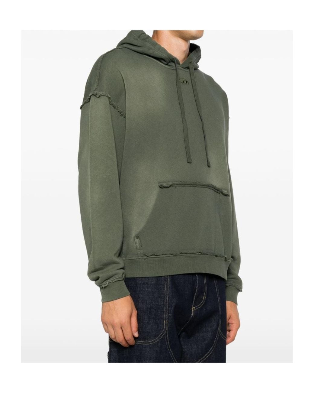 DIESEL Green Pock Distressed Hoodie for men