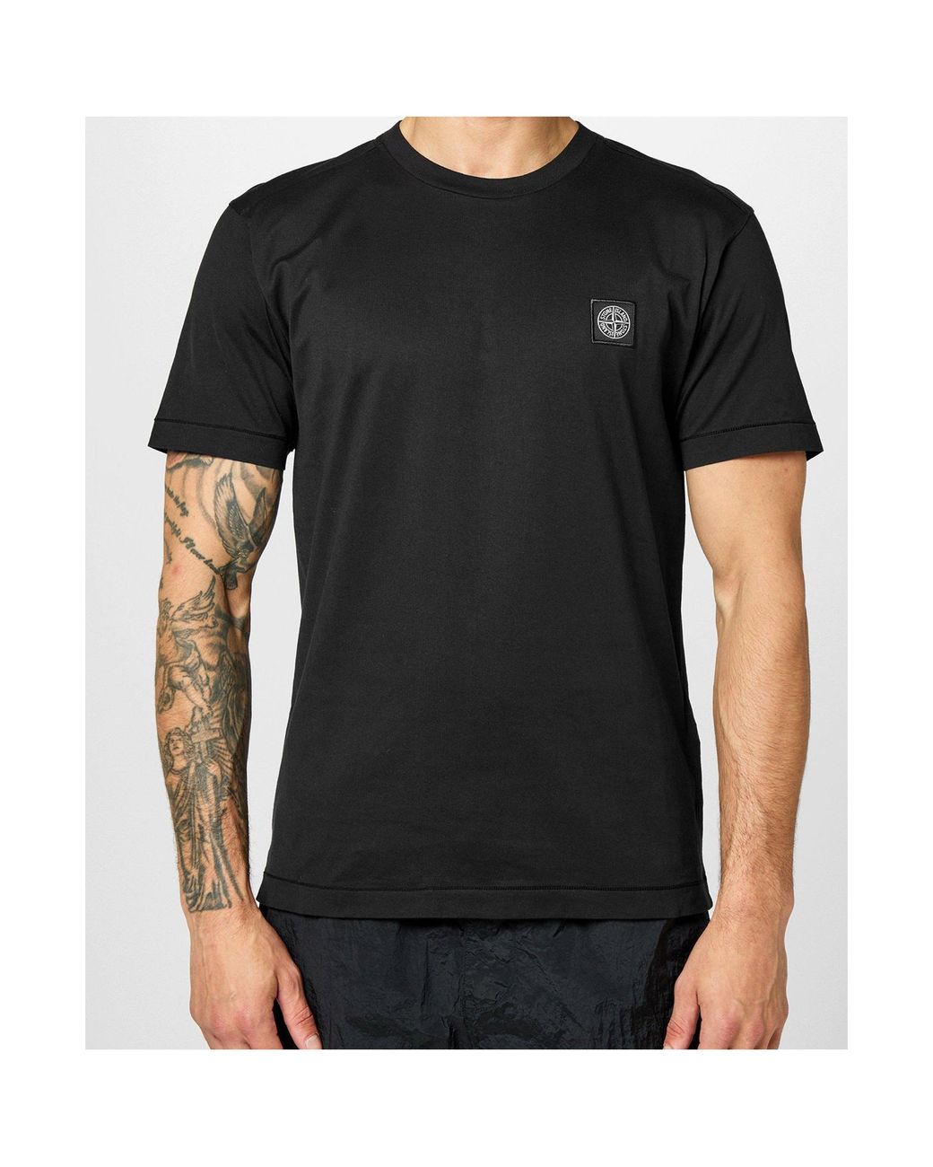 Stone Island Gray Logo Patch T-Shirt for men