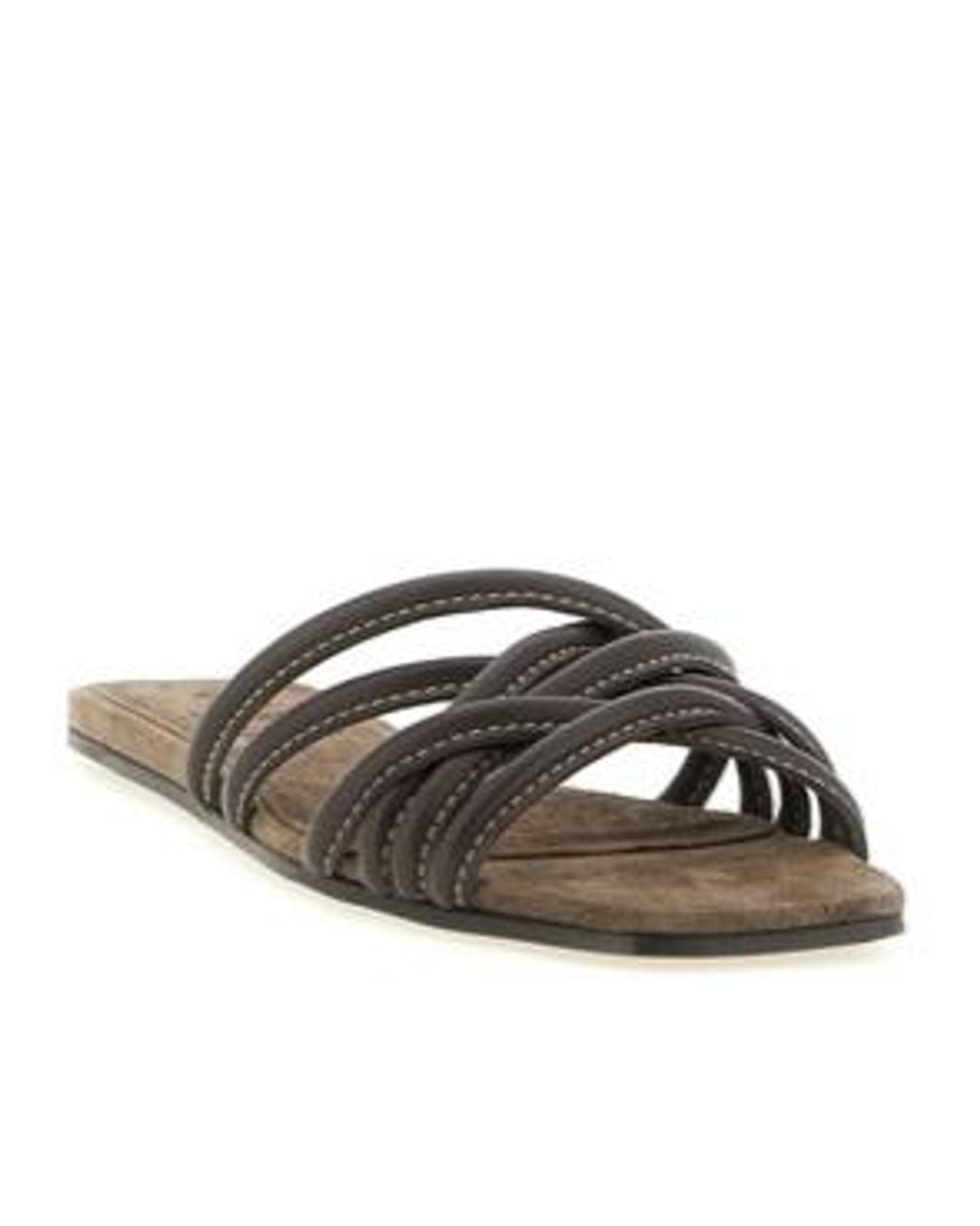 Brunello Cucinelli Brown Strappy Slides