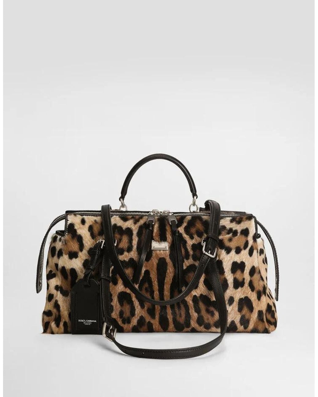 Dolce & Gabbana Black Leopard Printed Vittoria Bag