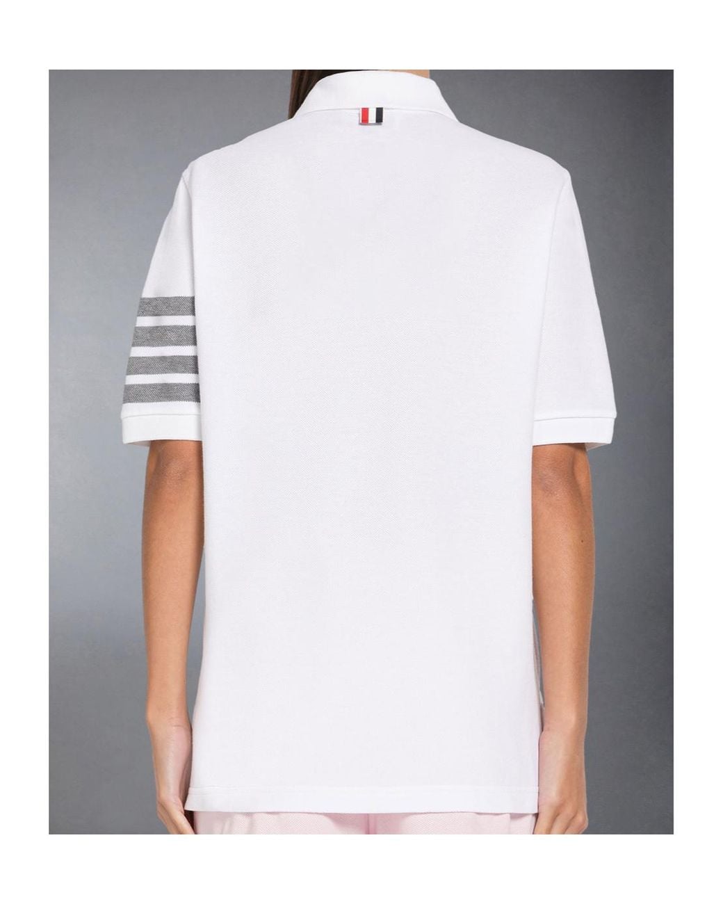 Thom Browne White 4-Bar Short Sleeved Polo Top