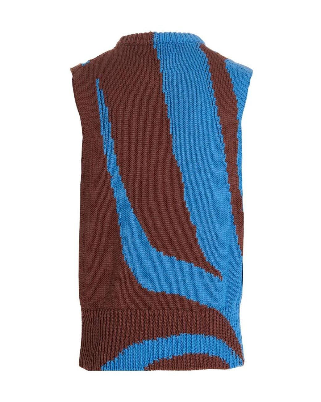 Jil Sander Blue Colorblock Vest for men