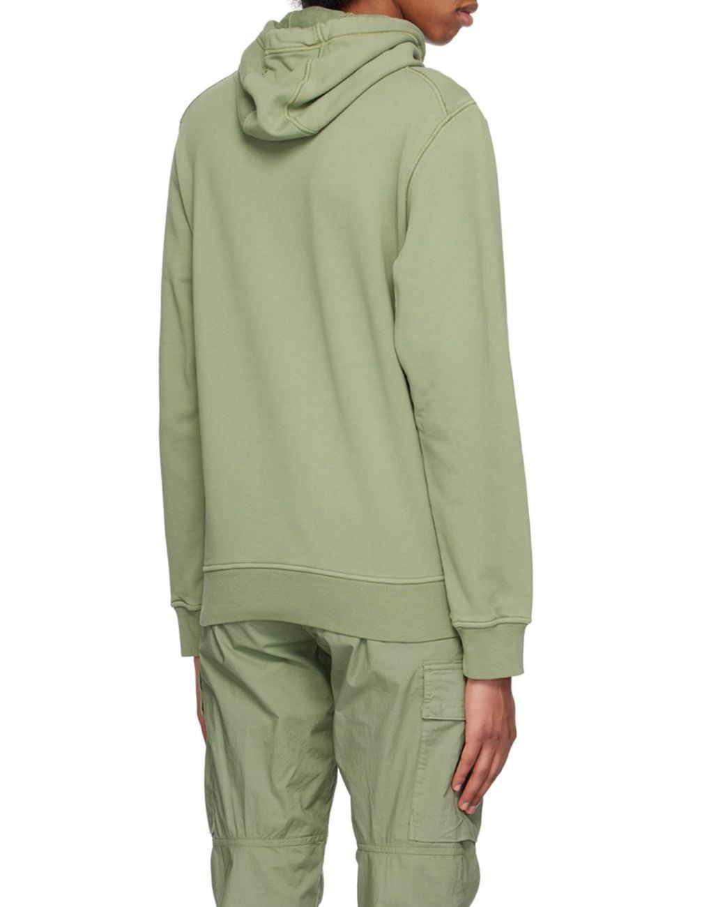 Stone Island Green Logo Patch Drawstring Hoodie for men
