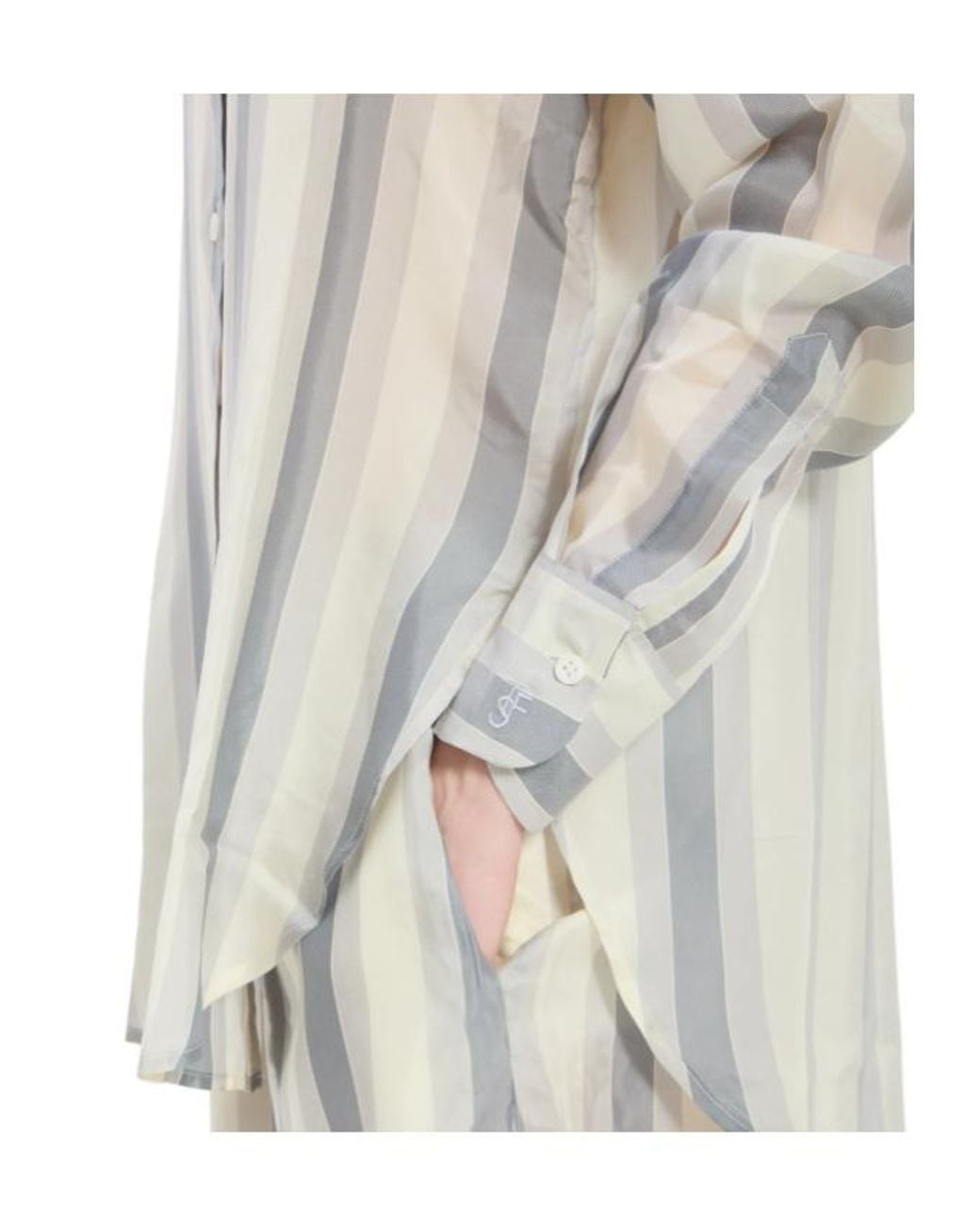 Frankie Shop White Peri Striped Fluid Shirt