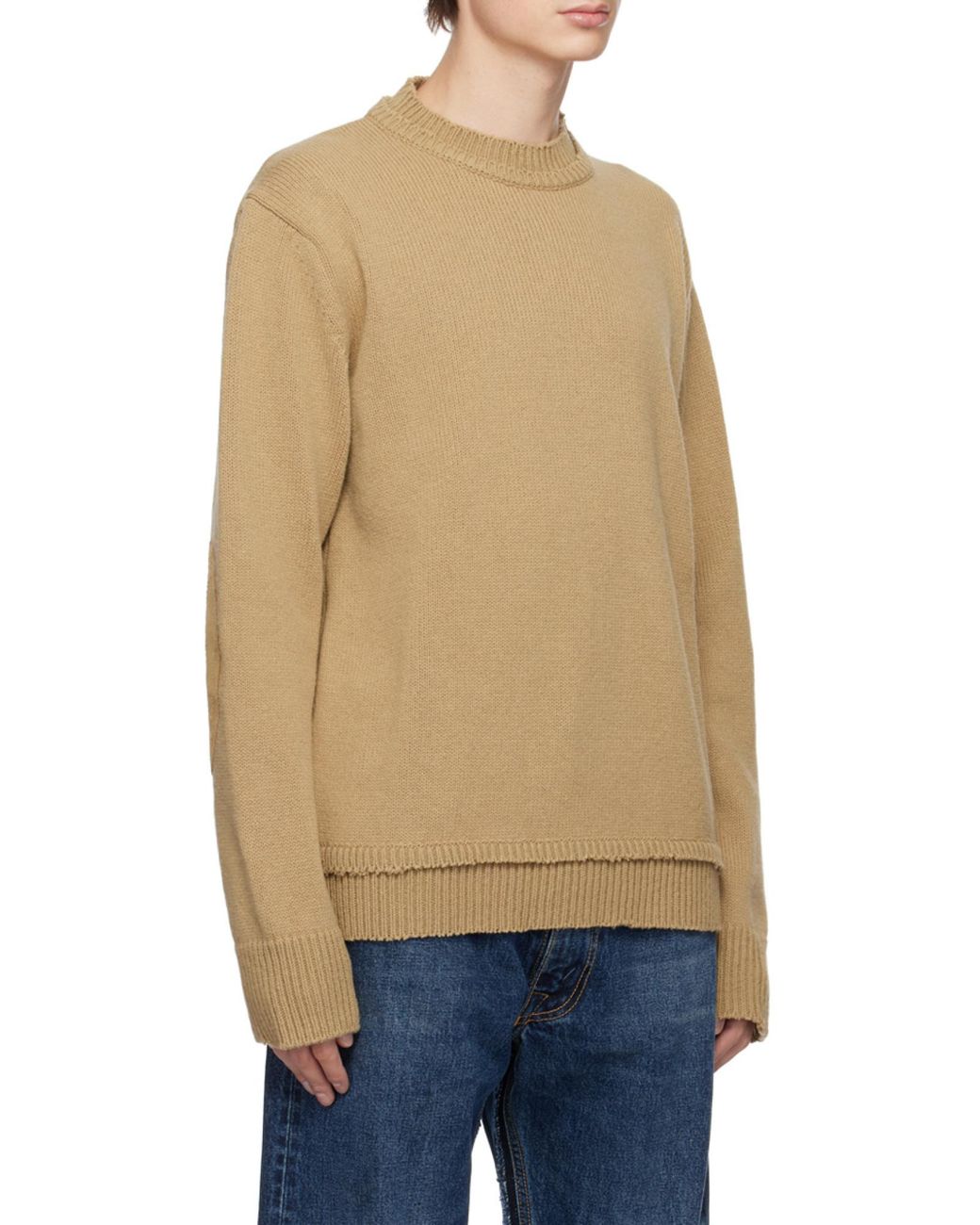 Maison Margiela Brown Elbow Patch Jumper for men