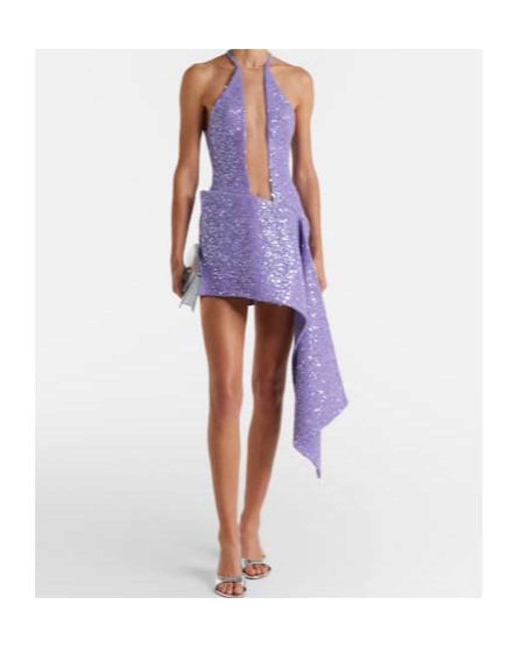 David Koma Purple Draped Sequined Minidress