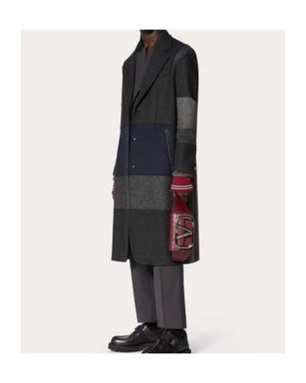 Valentino Blue Patchwork Single-Breasted Coat for men