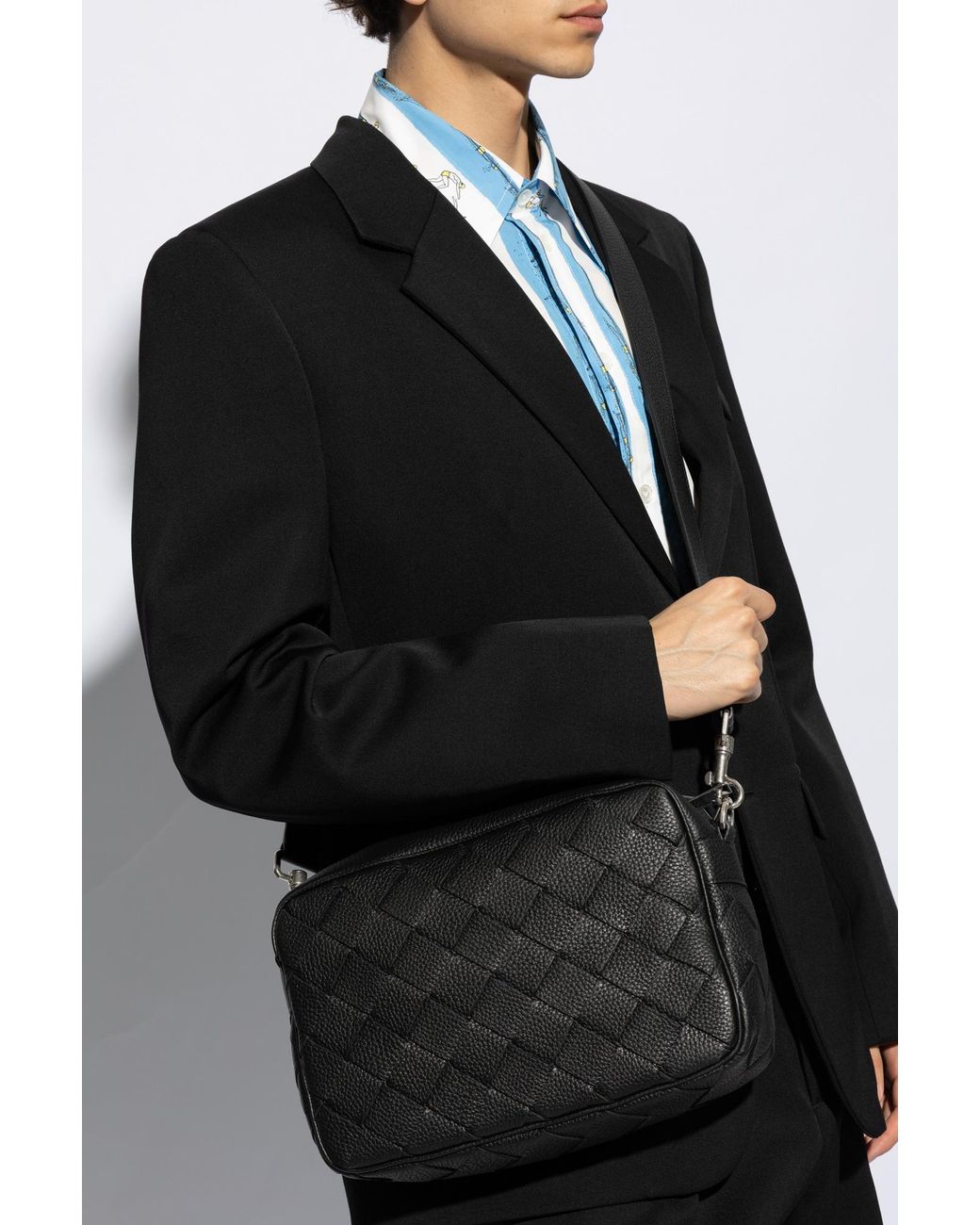 Bottega Veneta Black Intrecciato Medium Shoulder Bag for men