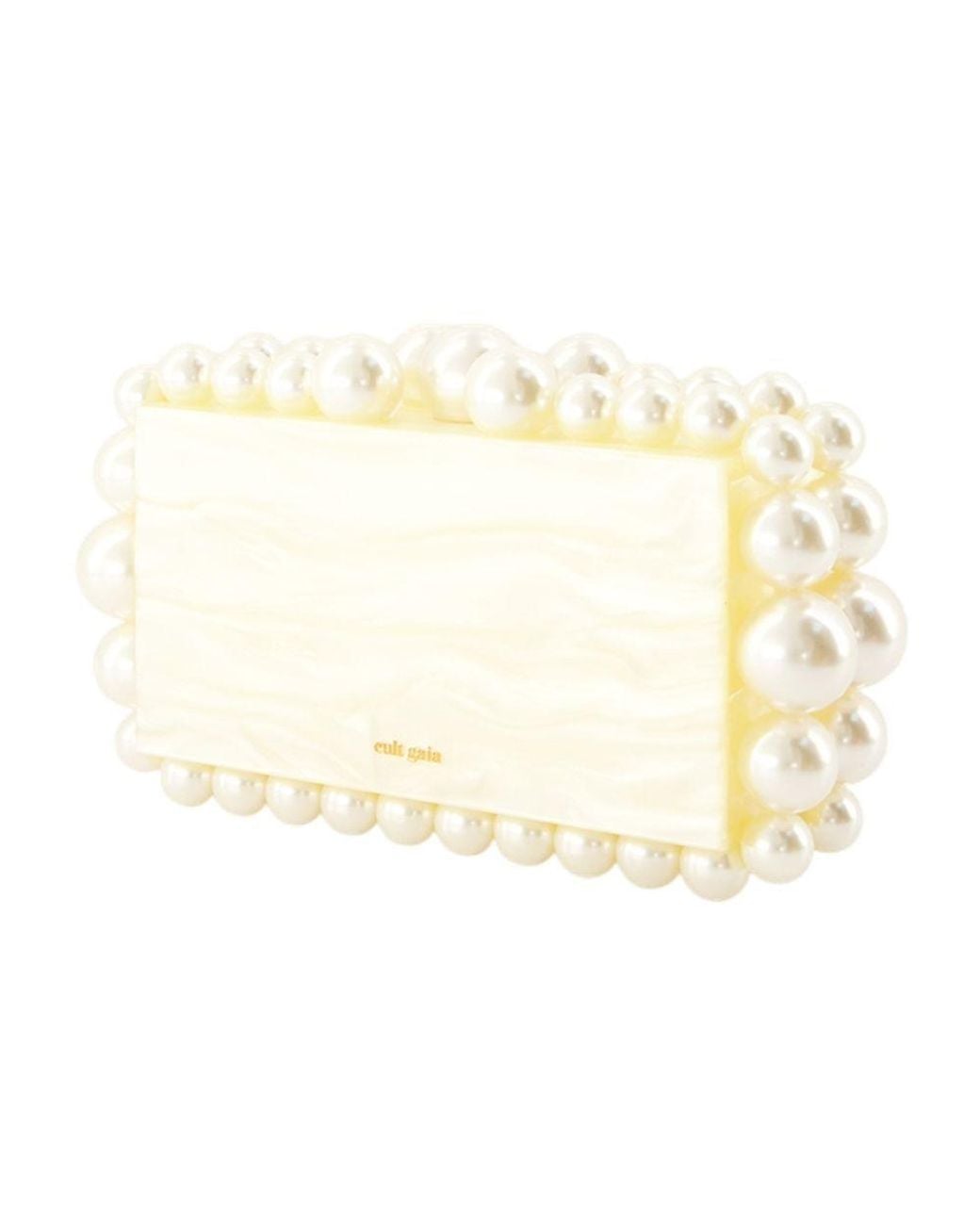 Cult Gaia Natural Eos Pearl-Embellished Cluch Bag