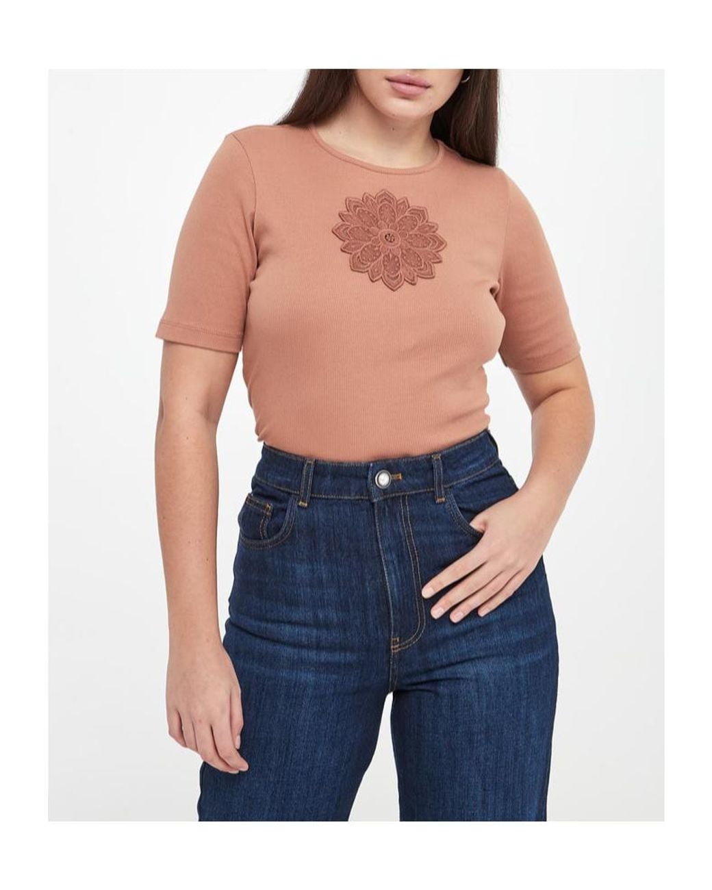 Twinset Blue Embroidered Details T-Shirt