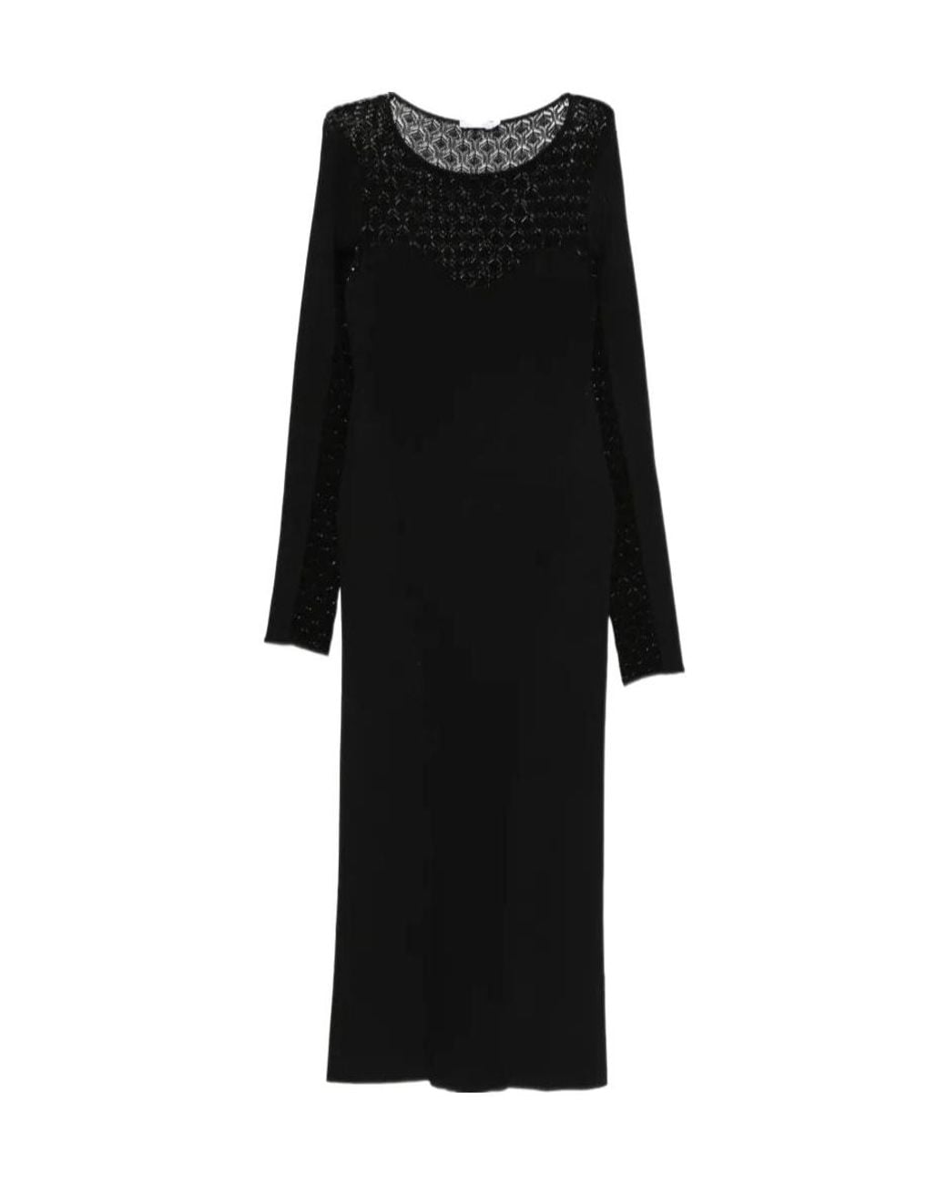 Patrizia Pepe Black Lace Panel Midi Dress
