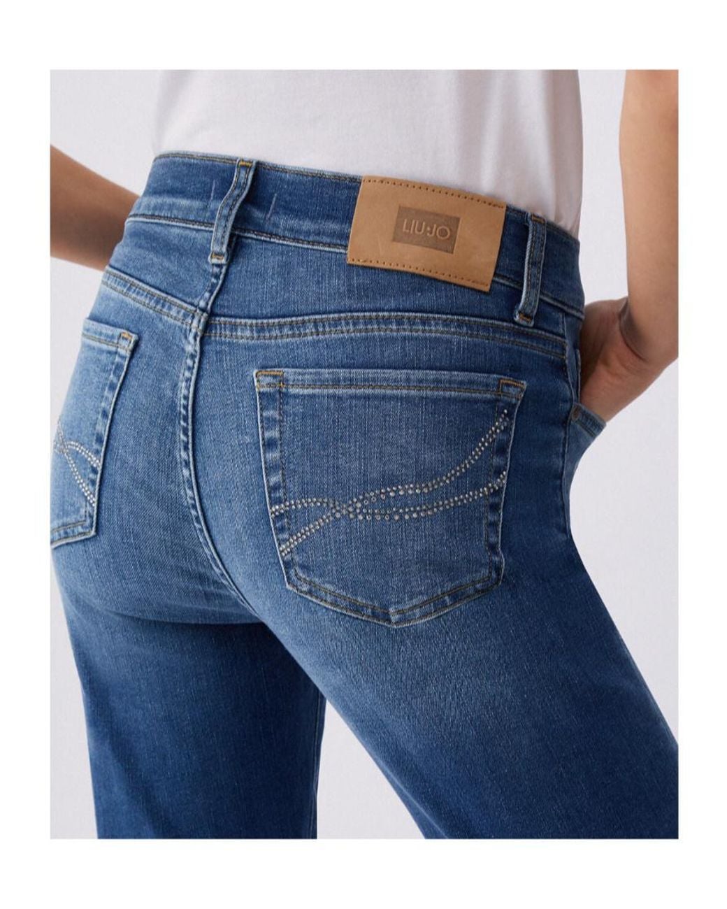 Liu Jo Blue Rhinestone-Embellished Flared Jeans