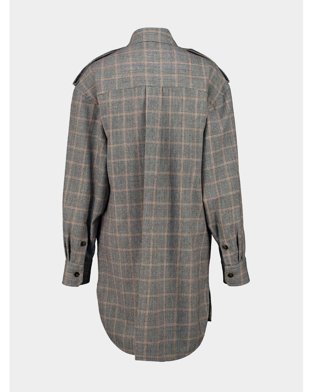Stella McCartney Gray Checked Mini Shirt Dress
