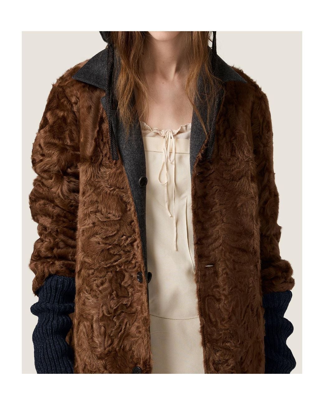 Miu Miu Black Reversible Wool And Chekiang Coat