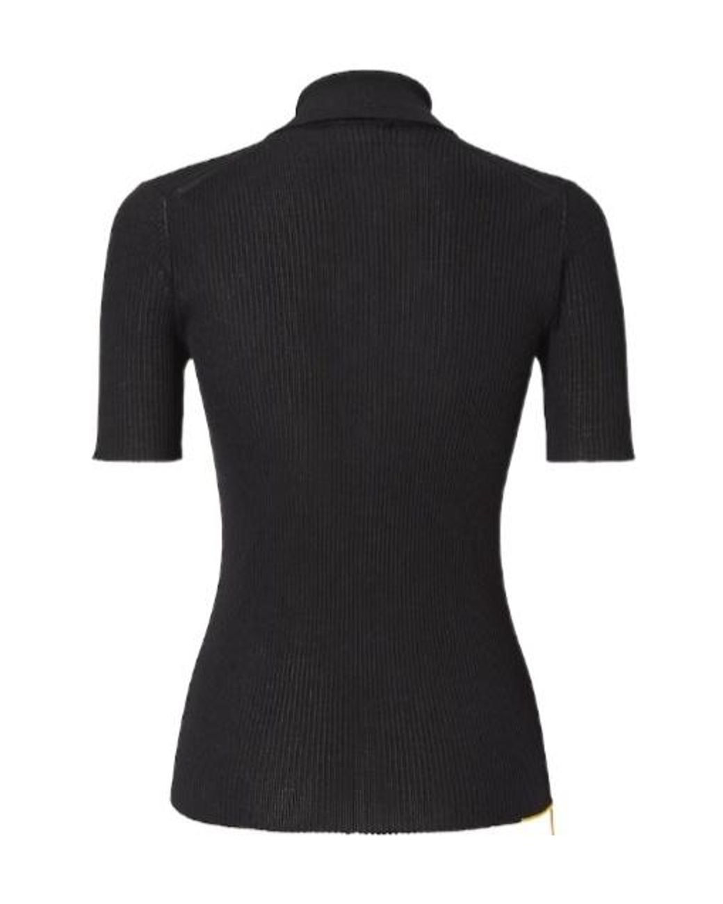 Fendi Black Ribbed Polo Knitted Top