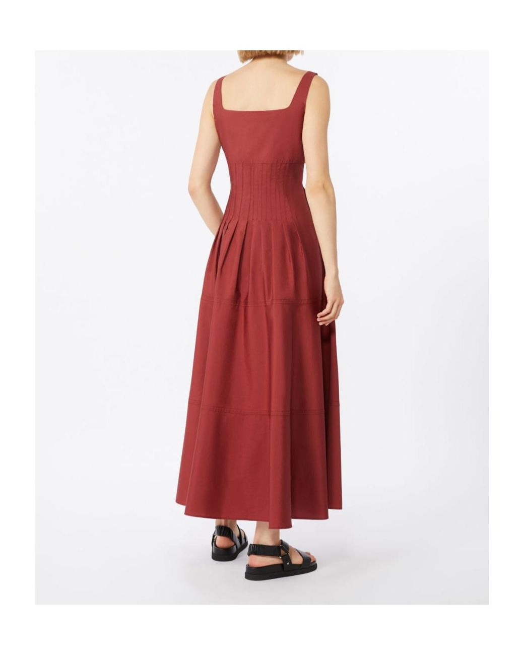 Max Mara Red Poplin Full-Skirt Dress