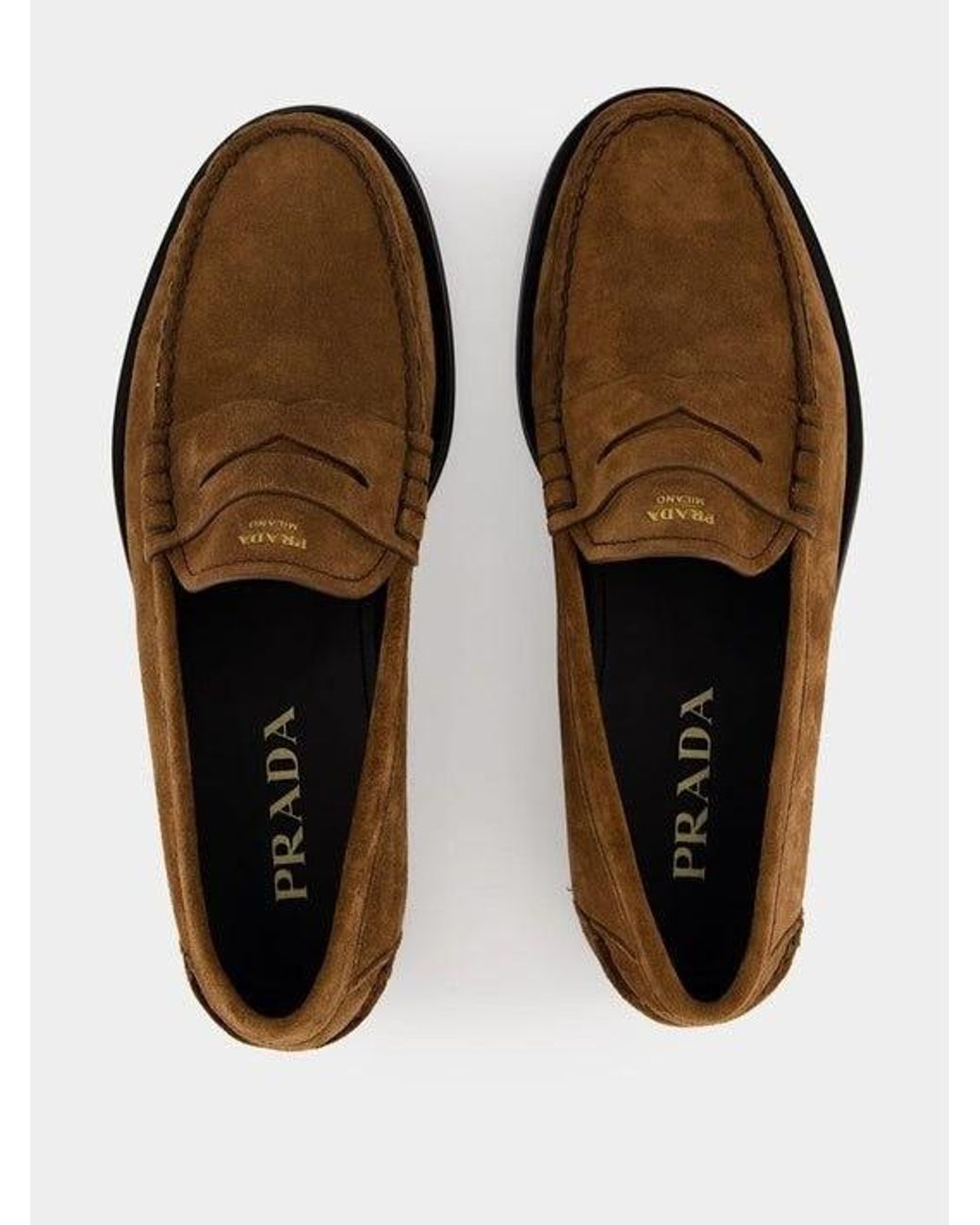 Prada Brown Round-Toe Loafers for men