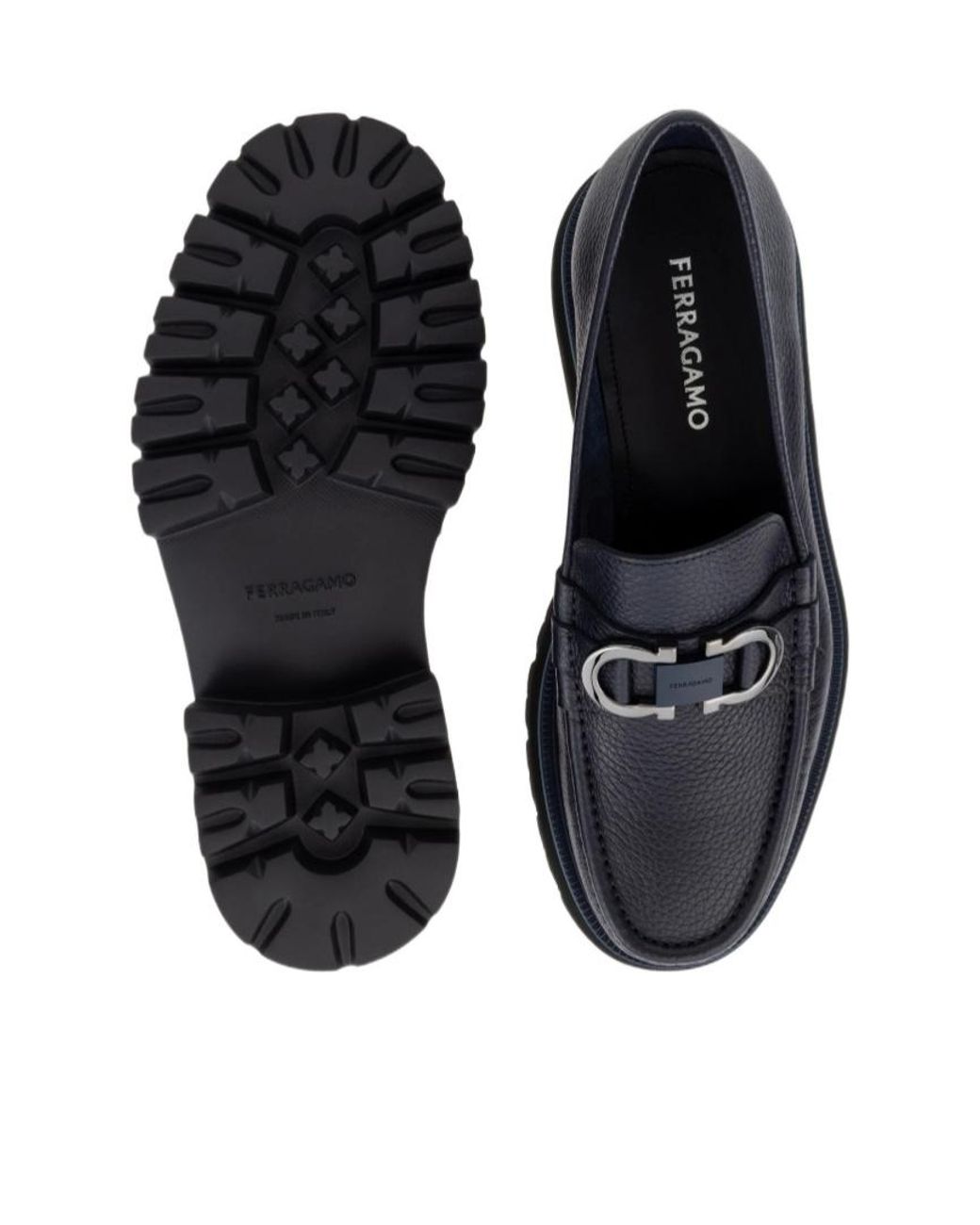Ferragamo Black Gancini Ornament Loafer for men