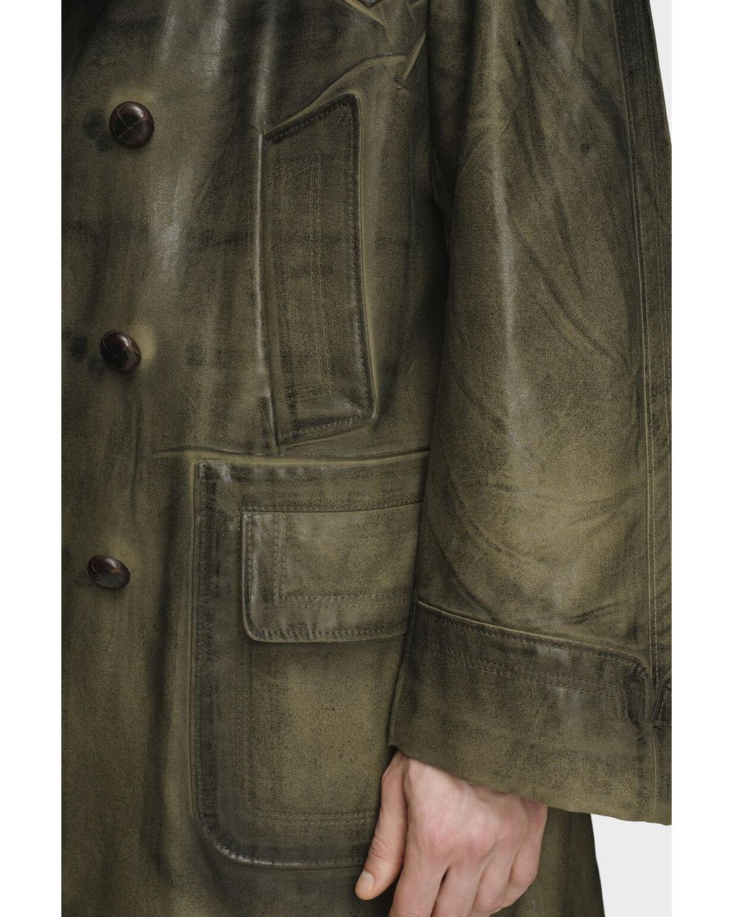Maison Margiela Green Double-Breasted Caban Coat for men