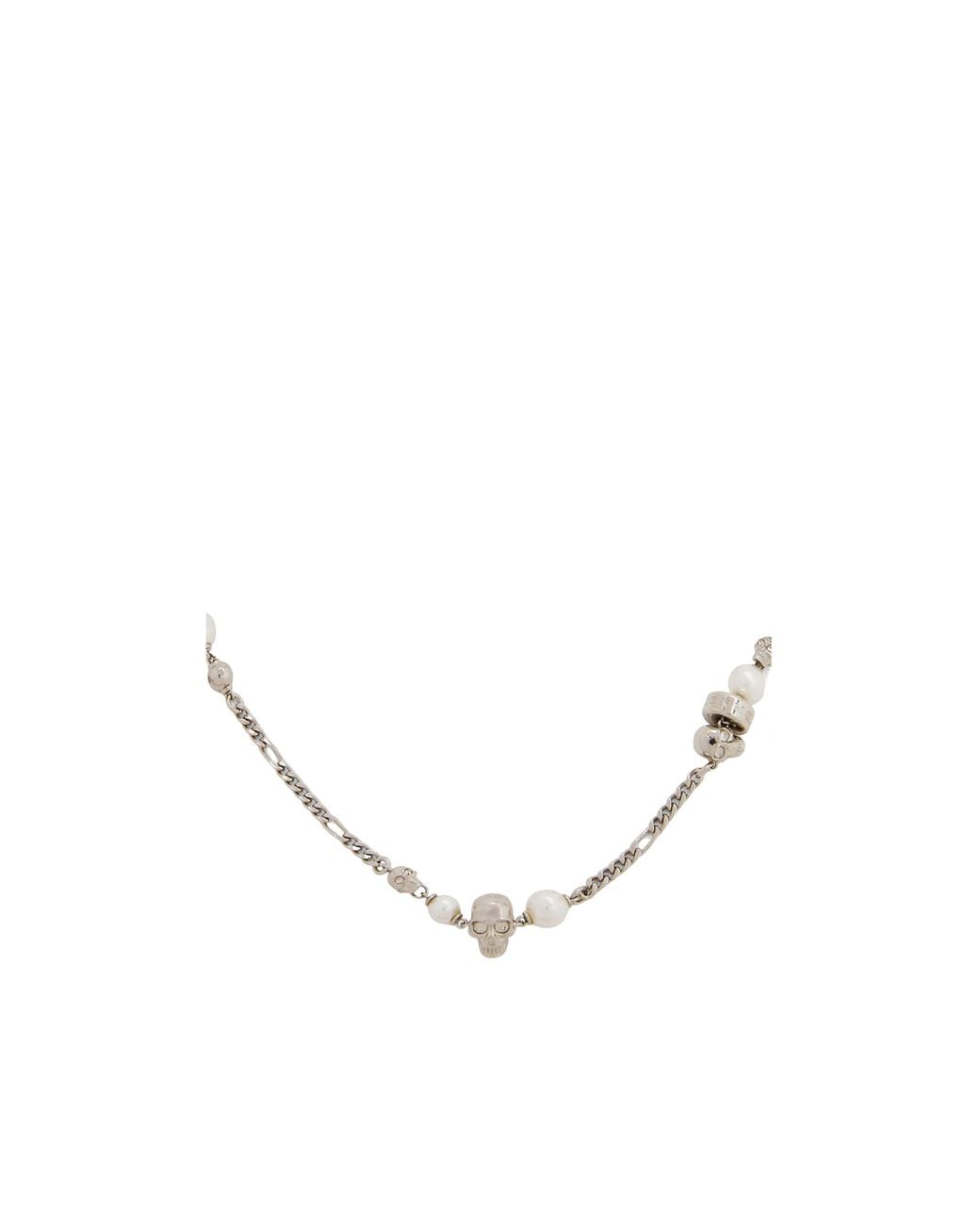 McQueen White Skull Embellished Necklace for men