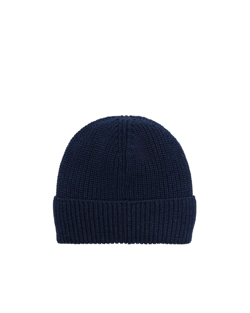 Canada Goose Blue Logo Patch Ribbed Beanie Hat for men
