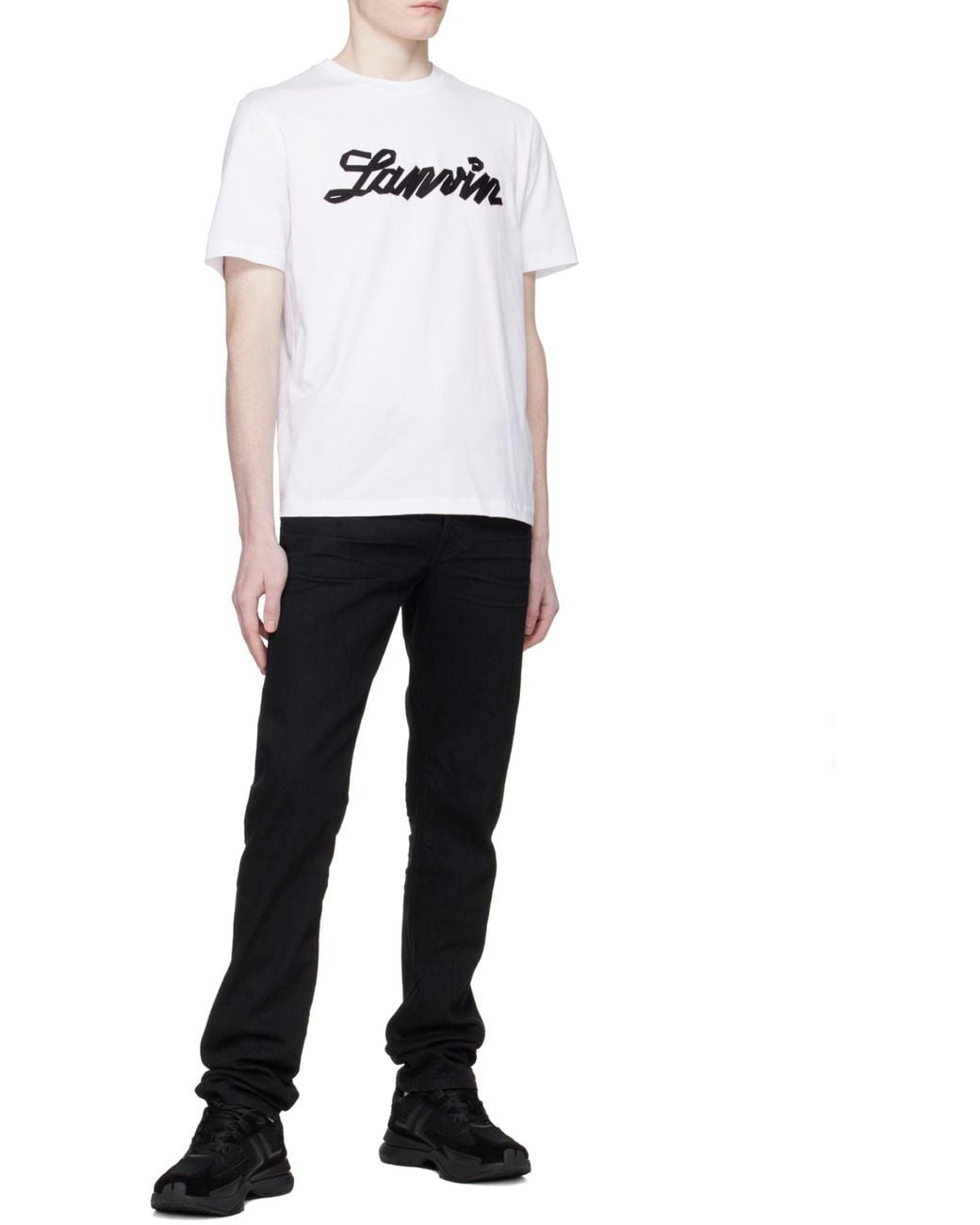 Lanvin White Crewneck Logo-Print T-Shirt for men