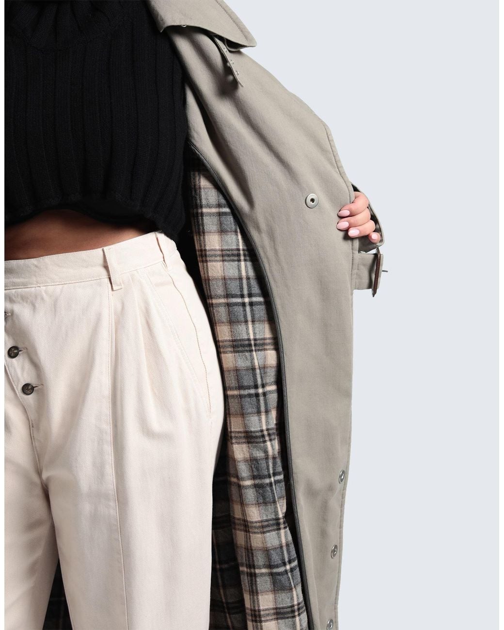 Maison Margiela Natural Solid Color Trench Coat