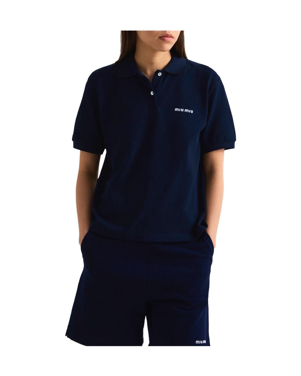 Miu Miu Blue Short-Sleeved Polo Shirt