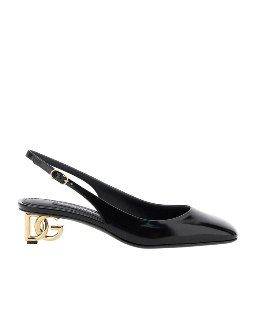 Dolce & Gabbana Black Square Toe Slingback Pumps