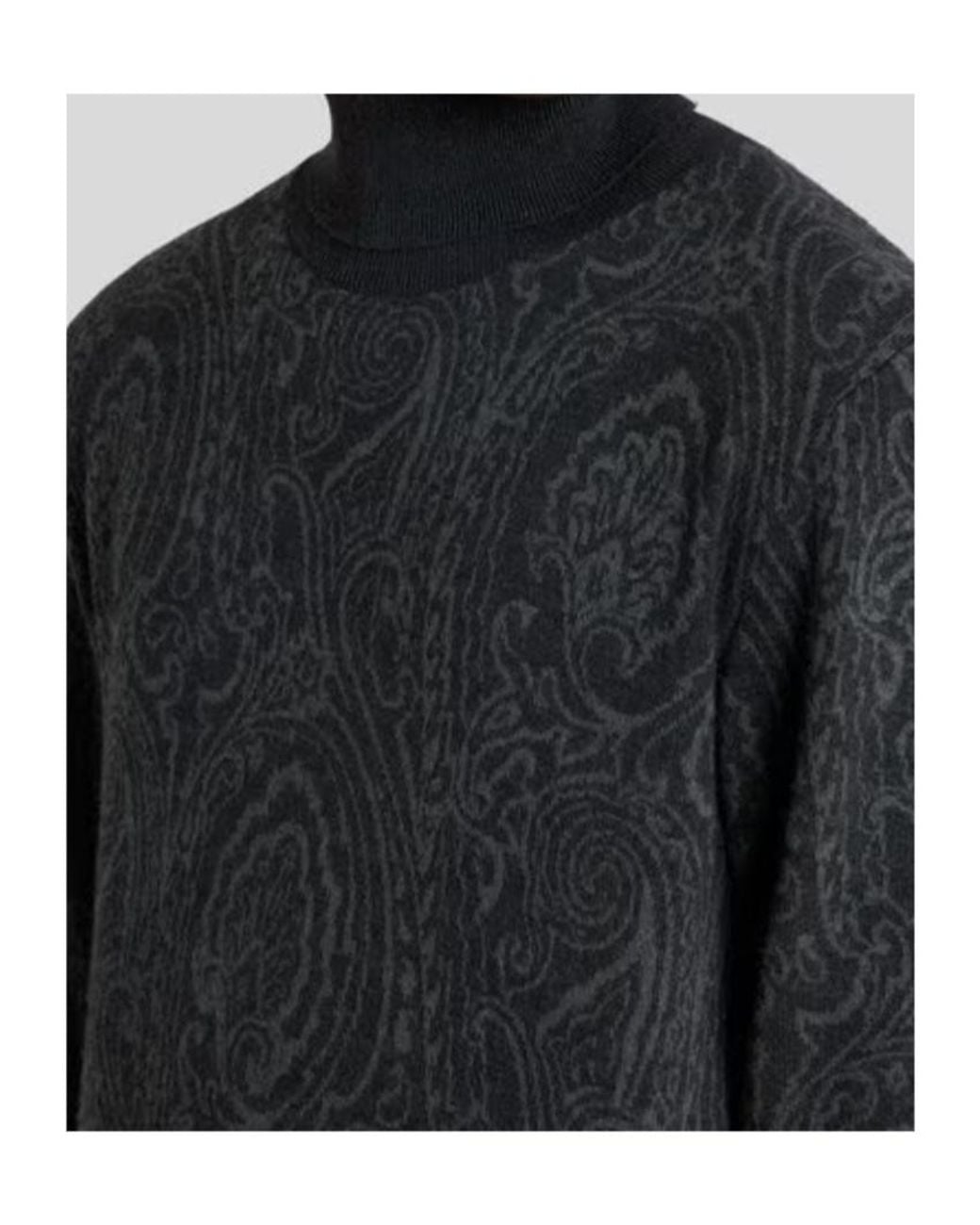 Etro Blue Roma Paisley Turtleneck Knitted Sweater for men