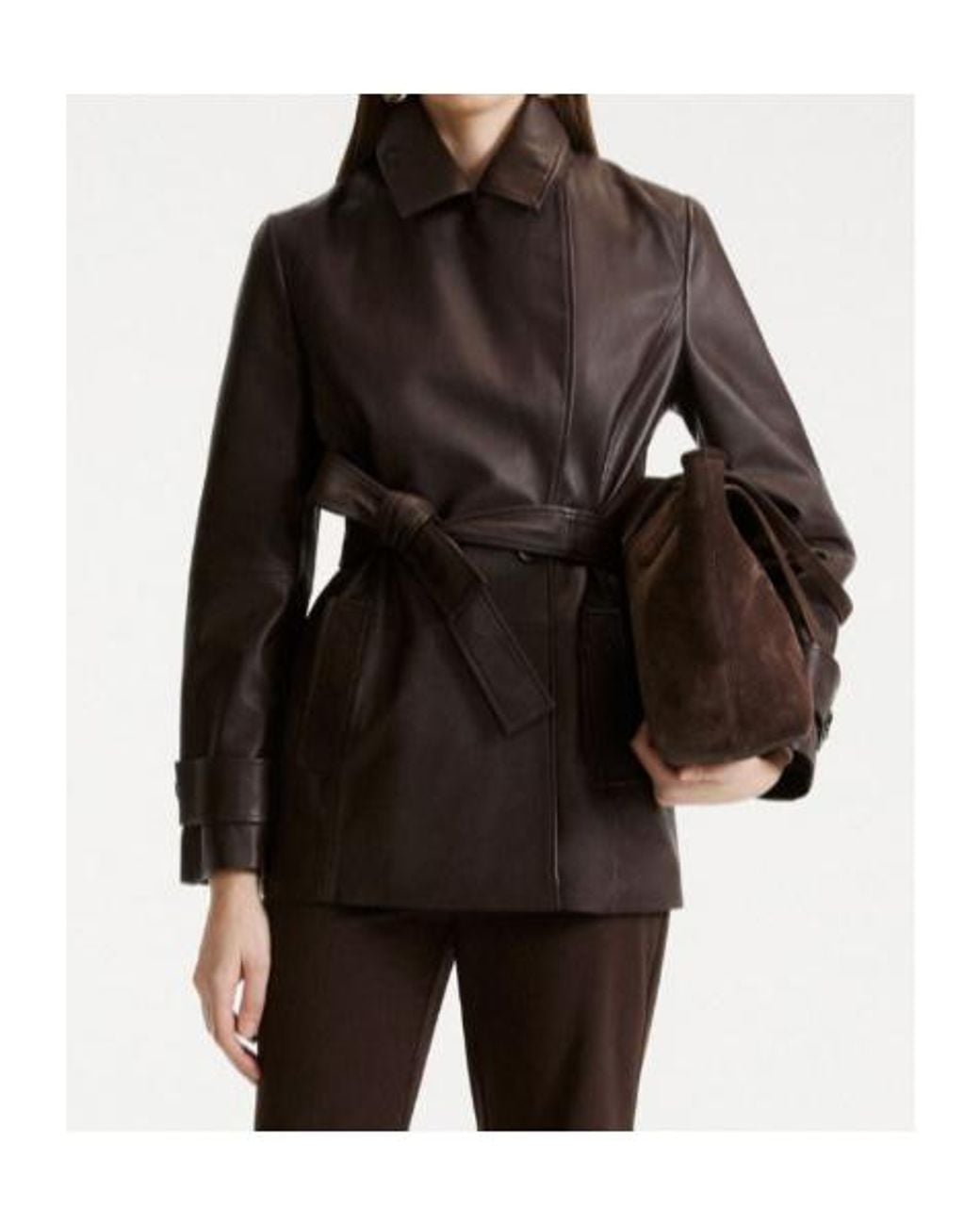 Marella Black Nappa Leather Trench Coat