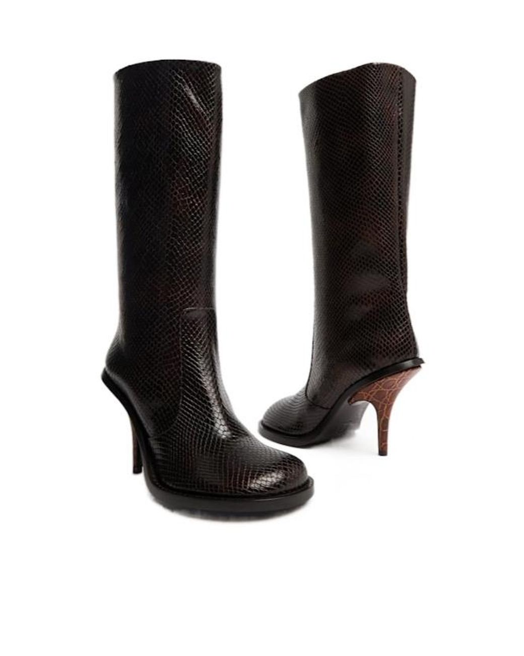 Dries Van Noten Black 105Mm Python Embellished High Boots